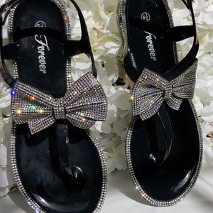 sparkly black gel sandals